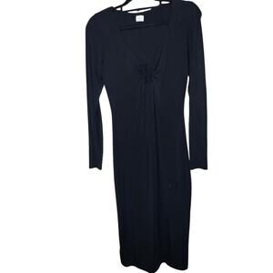 Wilfred Aritzia "Chelsea" long-sleeve tie keyhole front bodycon midi dress- Sz M